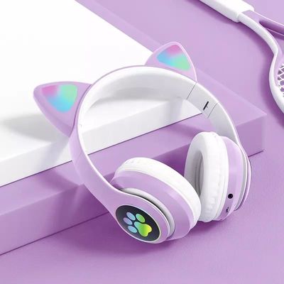 Schwarzes Bluetooth Cat Headphones, faltbare drahtlose Bluetooth-Kopfhörer