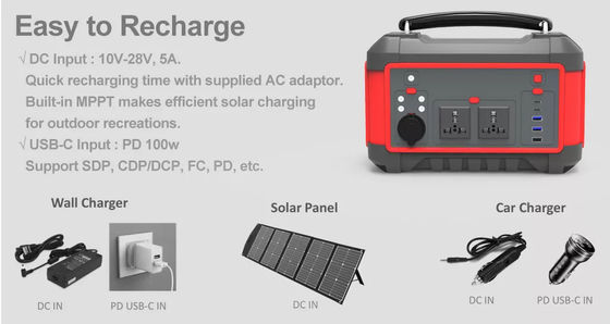 Tragbare Lithium-Batterie-Kraftwerk 600W 162Ah Schnelladungs-Solargenerator Wechselstrom-DCs USB