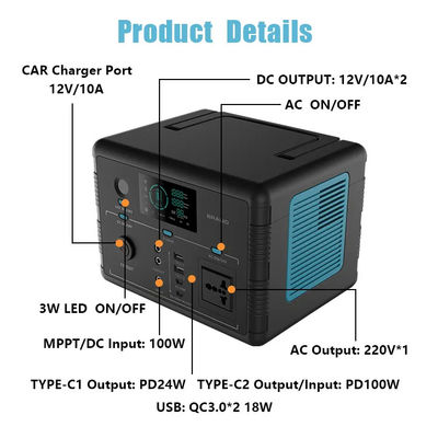 Sonnenkraftwerk 500W Lifepo4, tragbare FCC-Zertifikate 518wh Kraftwerk CER-ROHS